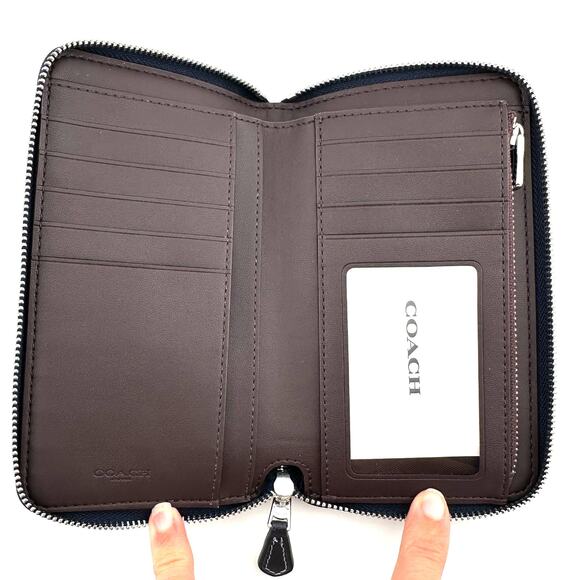 Coach Medium Id Zip Wallet In Signature Canvas Denim Midnight 88913 - Picture 3 of 6